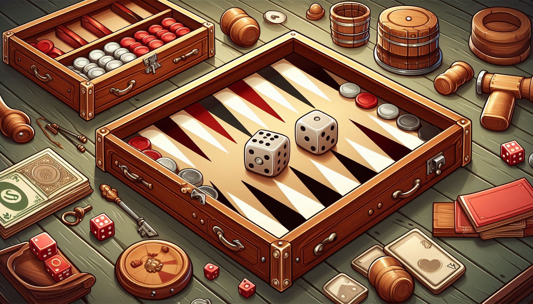 Players rolling dice in a backgammon game