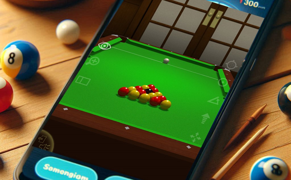 Playing Blackball Pool game on a mobile phone