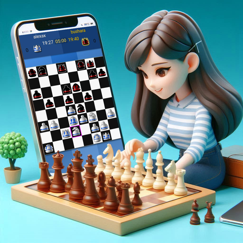 Close-up of a chess game in progress