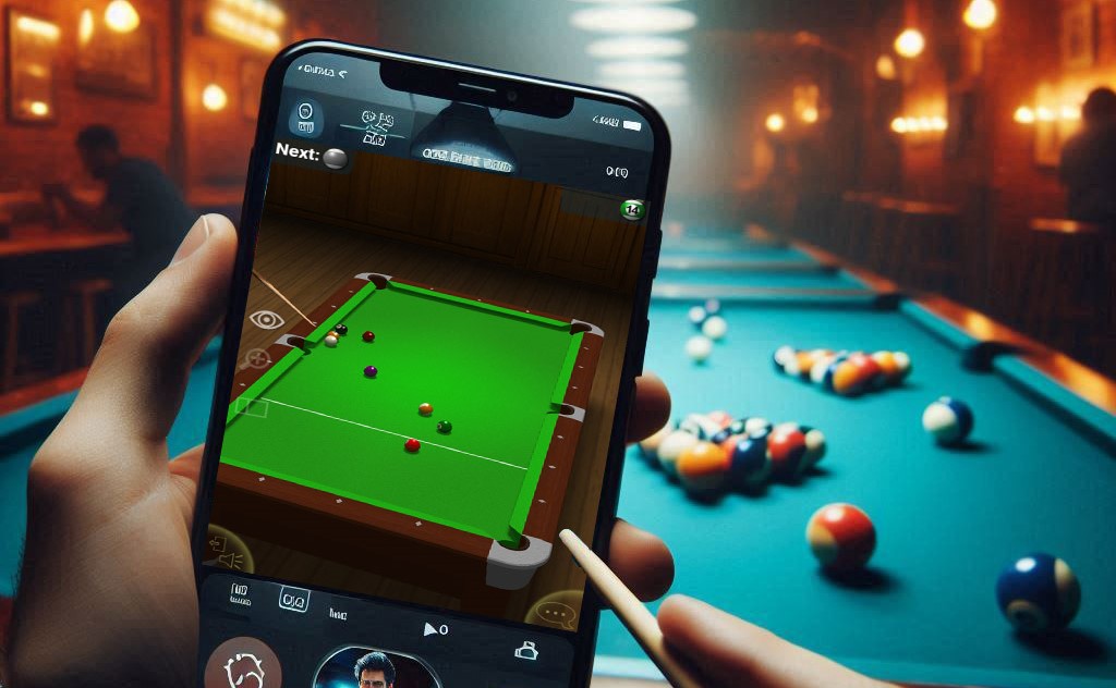 Pool game on a mobile phone